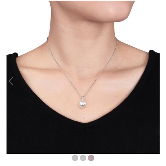 SOLITAIRE SOUTH SEA PEARL PENDANT NECKLACE W/ DIAMOND 14K W. GOLD - Picture 6 of 8